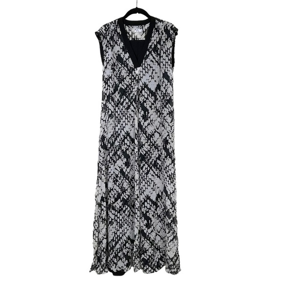 Vince Macadamia Black Basketweave Print Sleeveless Silk Maxi Dress Size XS - Picture 2 of 7